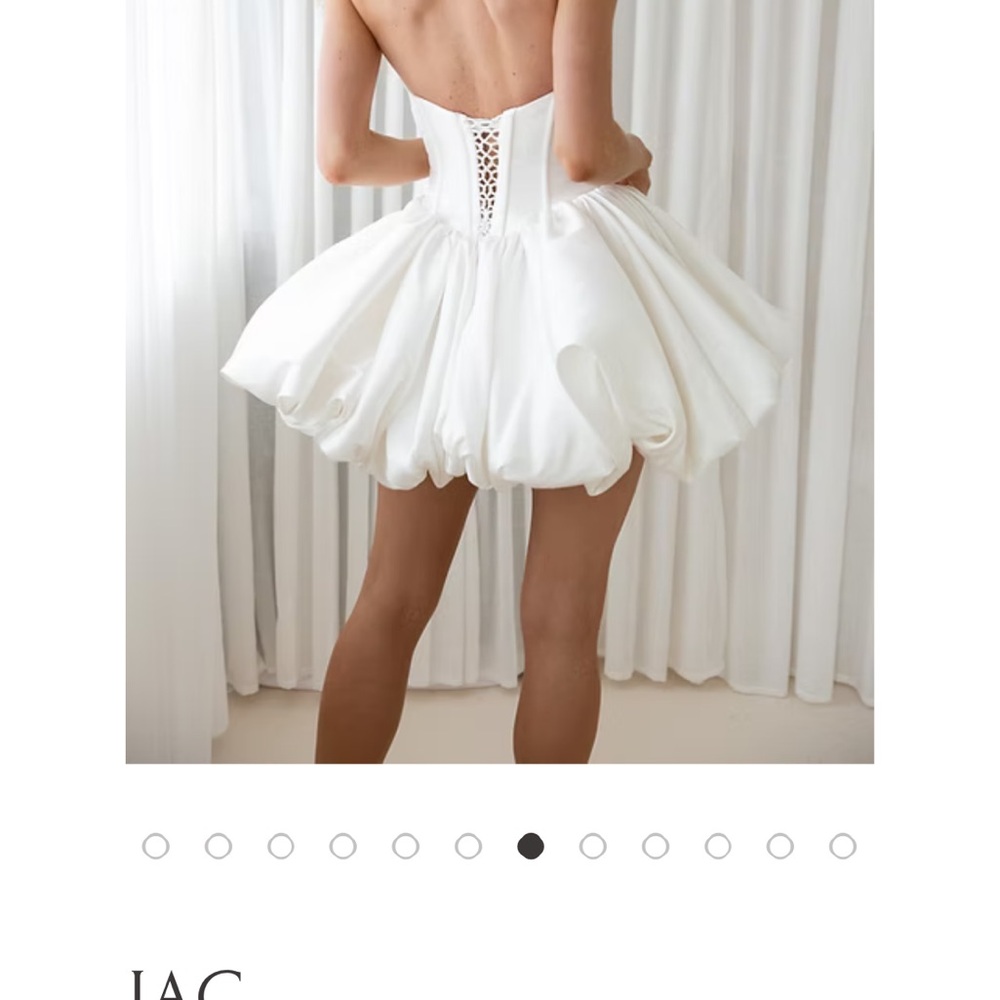 Strapless White Bubble-Hem Midi Dress